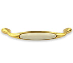 Edler Vintage Küchengriff 160mm Porzellan FORTE creme Messing poliert