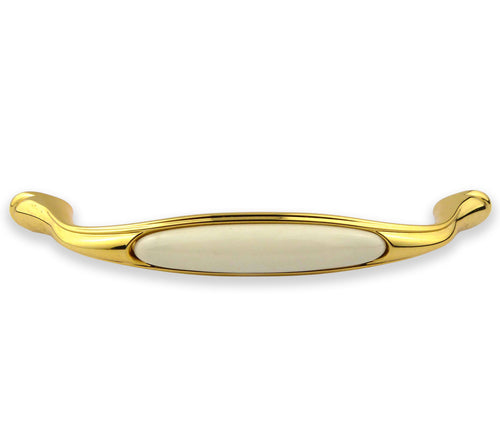 Edler Vintage Küchengriff 160mm Porzellan FORTE creme Messing poliert