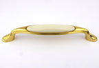Edler Vintage Küchengriff 160mm Porzellan FORTE creme Messing poliert