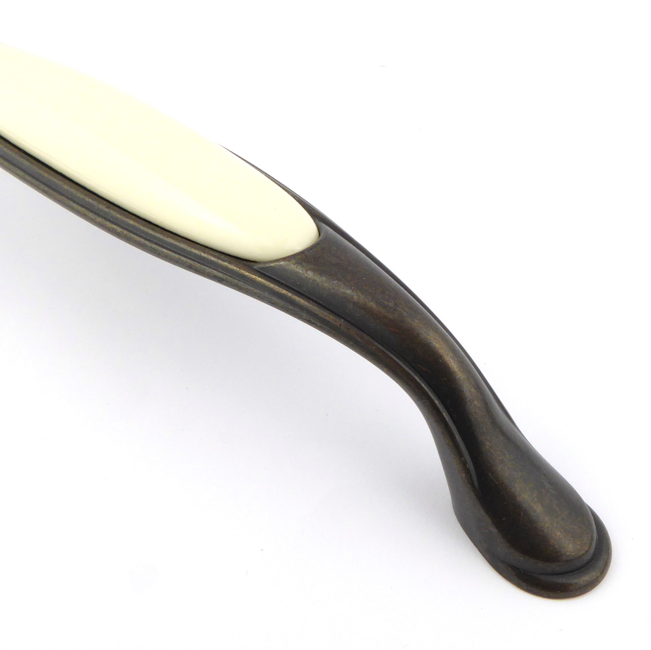 Extra Großer Vintage Küchengriff 160mm Porzellan FORTE creme Country Bronze