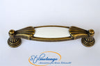 Landhausstil Möbelgriffe VENEZIA klein mit Porzellan-Inlay weiß Florence