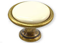 Landhausstil Ø 34mm Porzellanknopf cremefarben mit Rand Florence