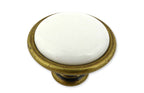 Landhausstil Ø 34mm Porzellanknopf weiß mit Rand Florence