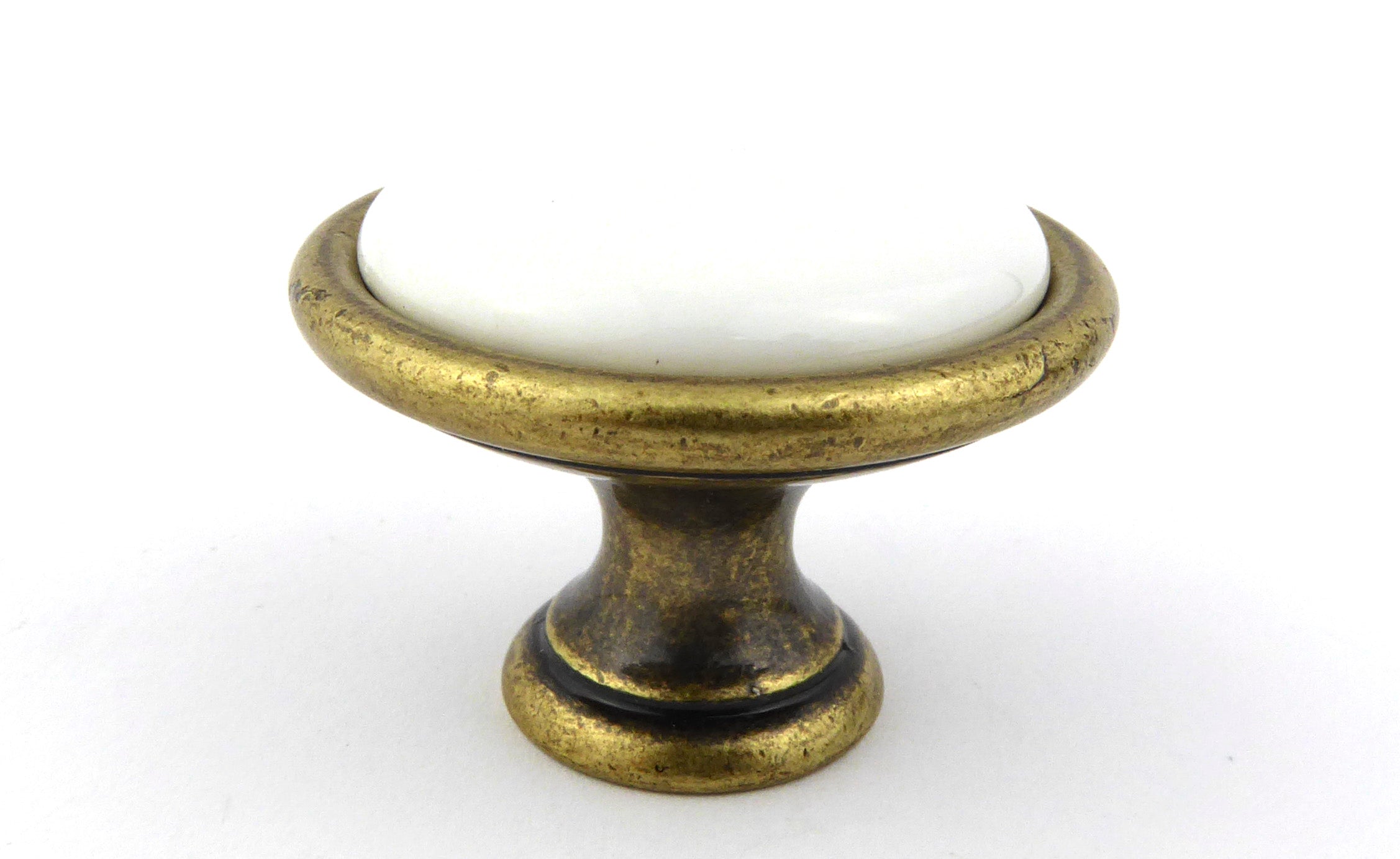 Landhausstil Ø 34mm Porzellanknopf weiß mit Rand Florence