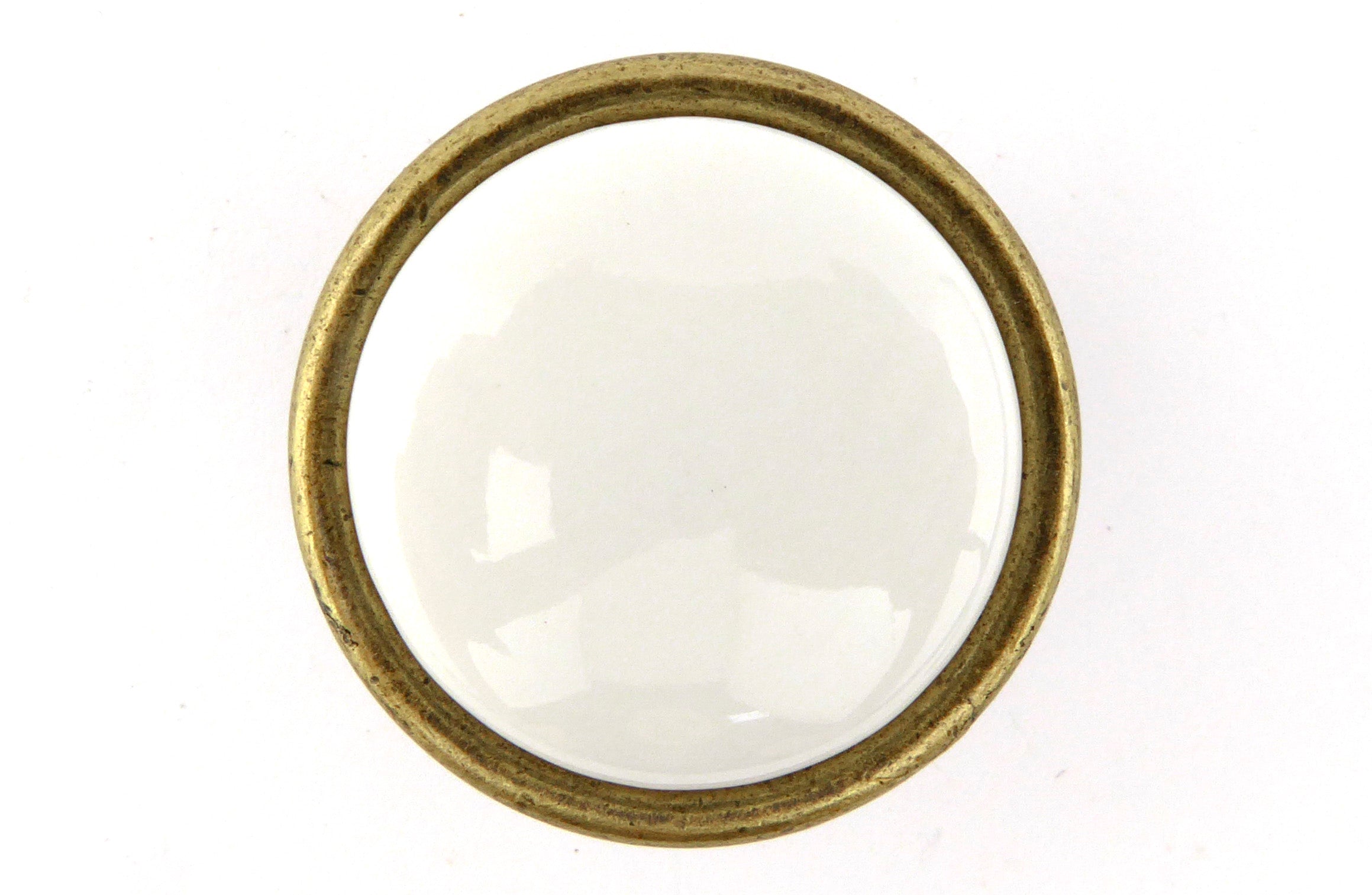 Landhausstil Ø 34mm Porzellanknopf weiß mit Rand Florence