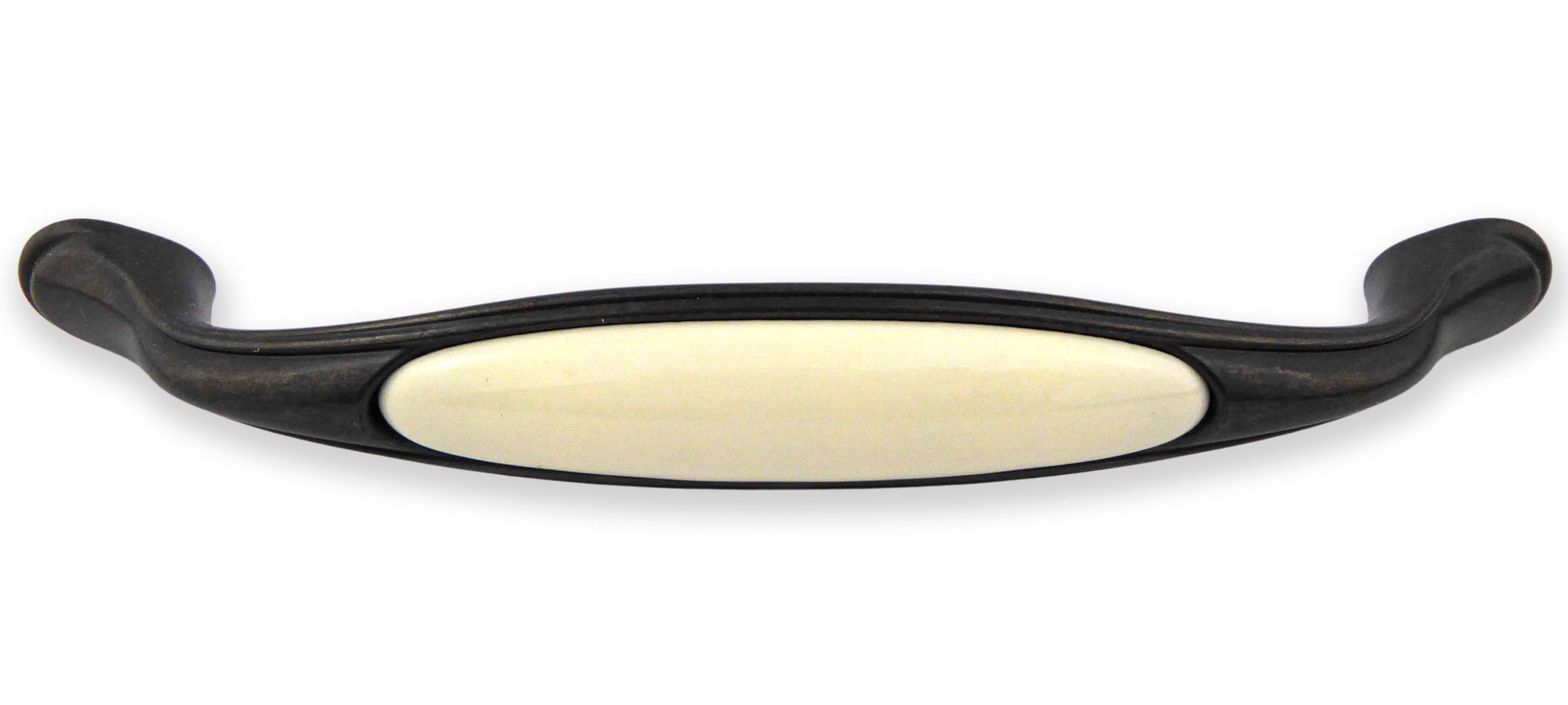 Extra Großer Vintage Küchengriff 160mm Porzellan FORTE creme Country Bronze