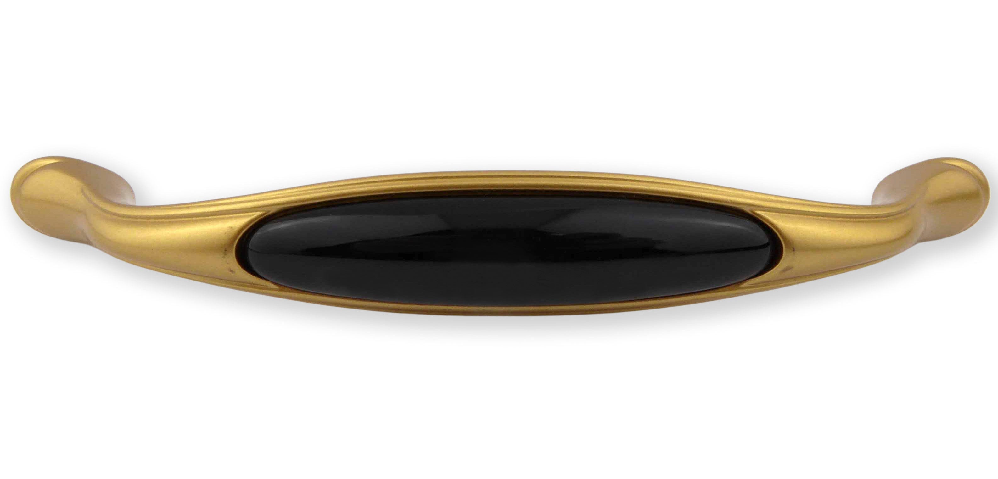 Extra Großer Vintage Küchengriff 160mm Porzellan FORTE schwarz - goldfarben satiniert