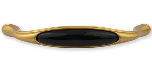 Extra Großer Vintage Küchengriff 160mm Porzellan FORTE schwarz - goldfarben satiniert