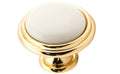 Porzellanknopf Ø 30mm FORTE klein creme Messing poliert