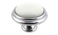Porzellanknopf Ø 30mm FORTE weiß klein Chrom poliert