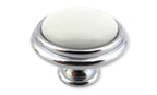 Porzellanknopf Ø 30mm FORTE weiß klein Chrom poliert
