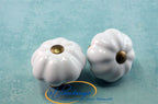 Landhausstil Ø 34mm Porzellanknopf Blüte weiß Messing Florence - groß
