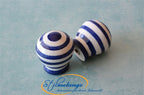 Porzellanknopf Ø 27mm weiß-blau gestreift