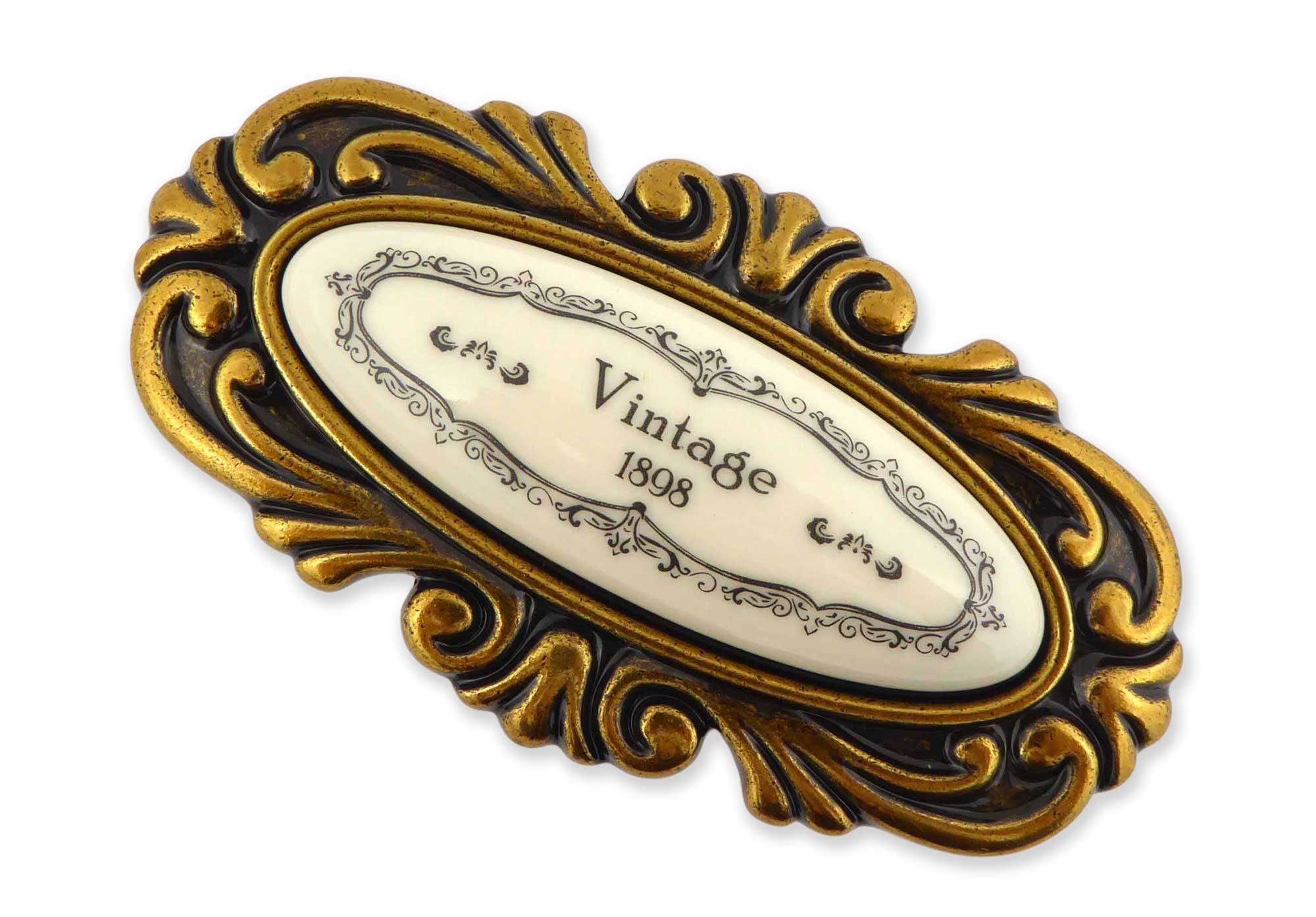 Möbelknauf SANTI mit Porzellan-Inlay Vintage golden