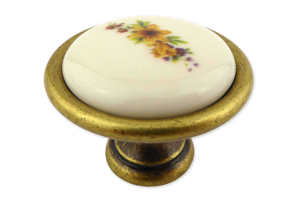 Landhausstil Ø 34mm Porzellanknopf PARADISE mit Rand Florence
