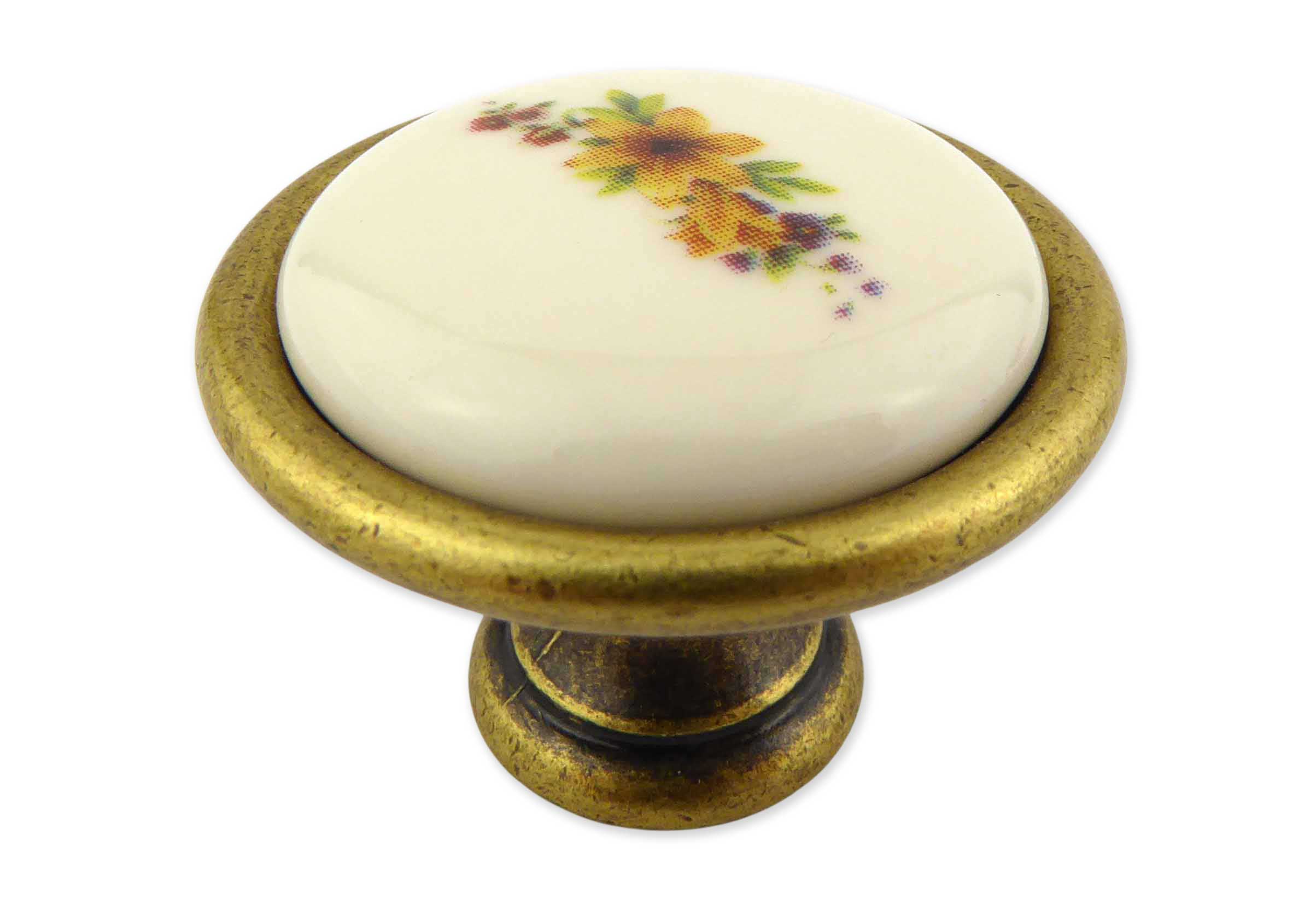 Landhausstil Ø 34mm Porzellanknopf PARADISE mit Rand Florence