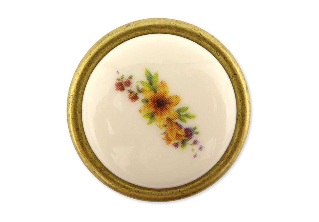 Landhausstil Ø 34mm Porzellanknopf PARADISE mit Rand Florence