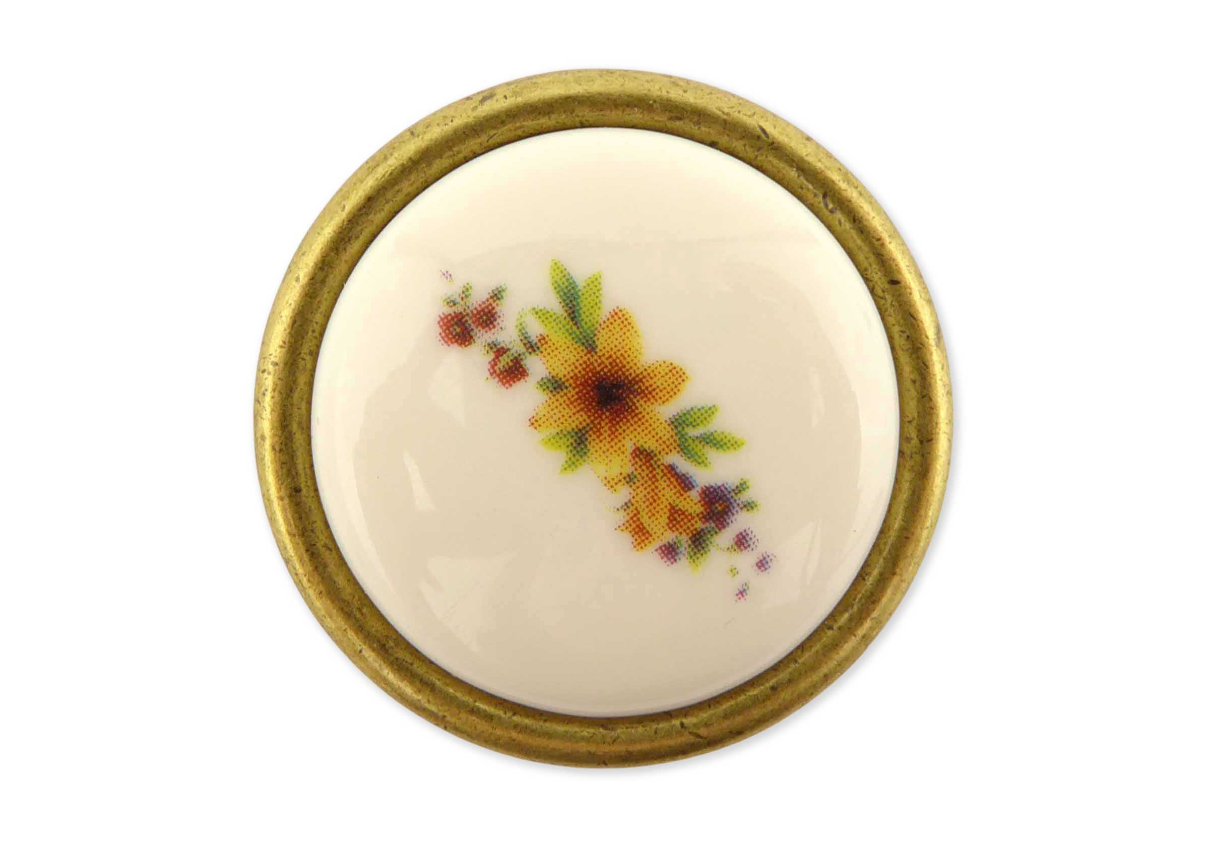 Landhausstil Ø 34mm Porzellanknopf PARADISE mit Rand Florence