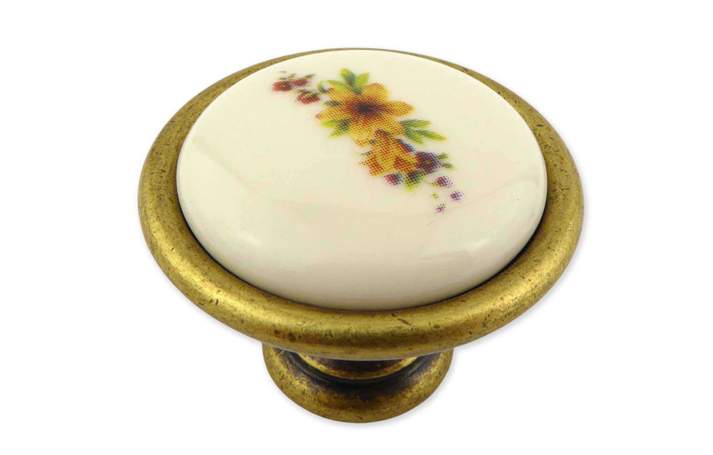 Landhausstil Ø 34mm Porzellanknopf PARADISE mit Rand Florence