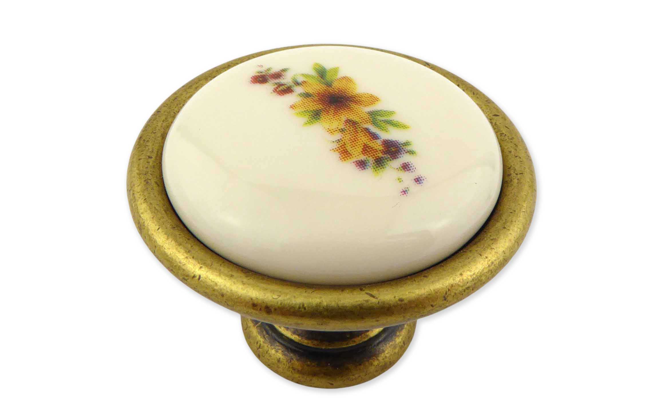 Landhausstil Ø 34mm Porzellanknopf PARADISE mit Rand Florence