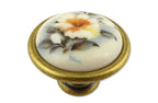 Landhausstil Ø 34mm Porzellanknopf HIBISCUS mit Rand Florence