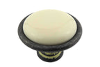 Landhausstil Ø 34mm Porzellanknopf cremefarben mit Rand Avorio