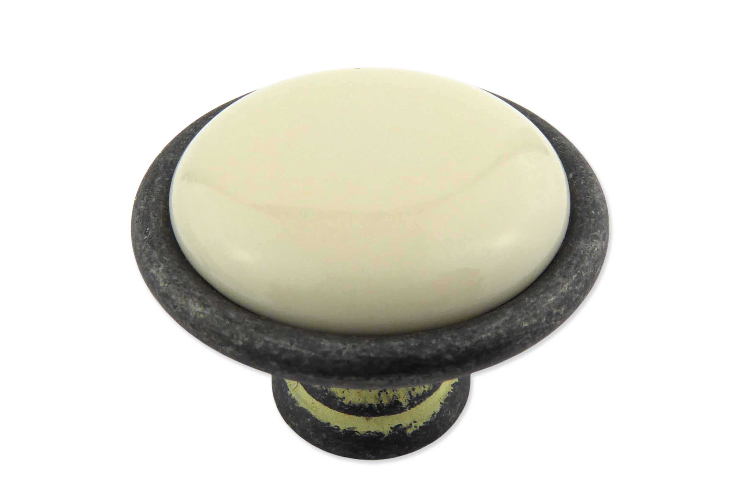 Landhausstil Ø 34mm Porzellanknopf cremefarben mit Rand Avorio