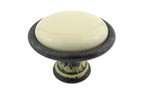 Landhausstil Ø 34mm Porzellanknopf cremefarben mit Rand Avorio