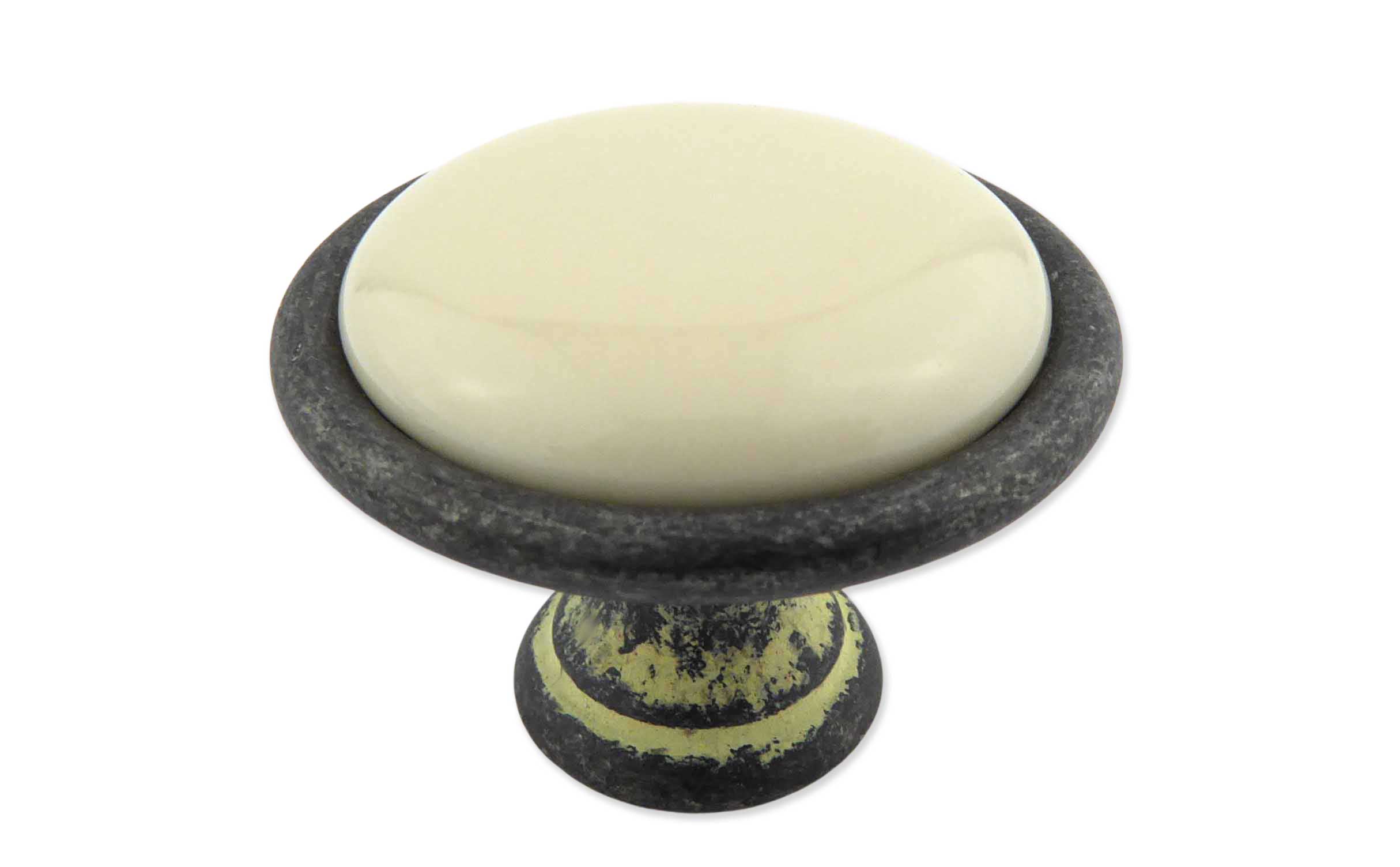 Landhausstil Ø 34mm Porzellanknopf cremefarben mit Rand Avorio