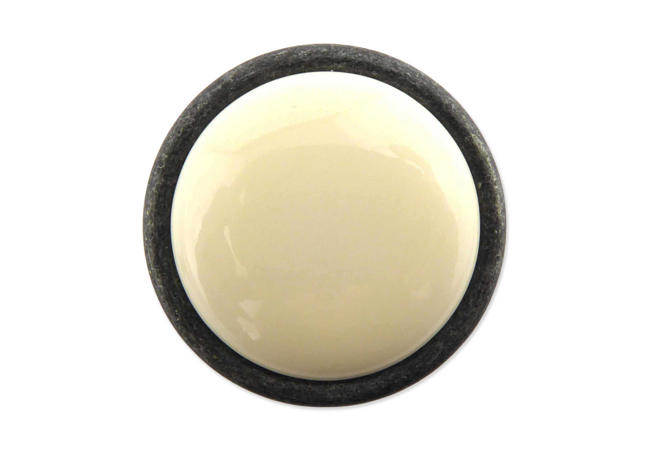 Landhausstil Ø 34mm Porzellanknopf cremefarben mit Rand Avorio
