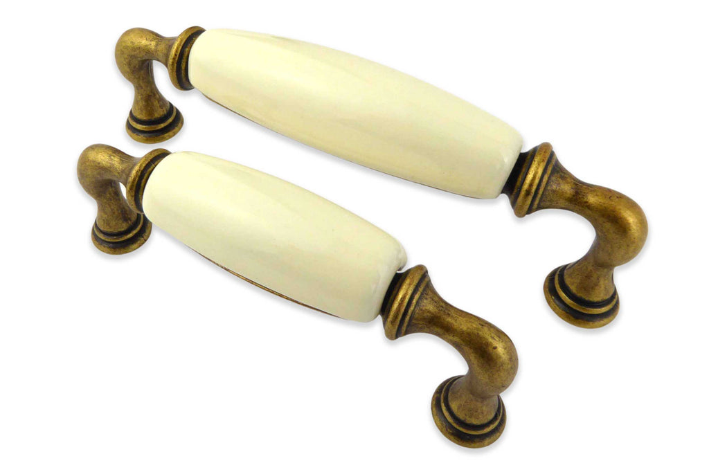 Landhausstil Küchengriff Porzellan AMBRA klein creme