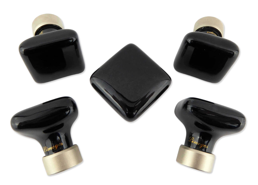 Potpourri Porzellanknopf viereckig schwarz Nickel satiniert Set 5-teilig