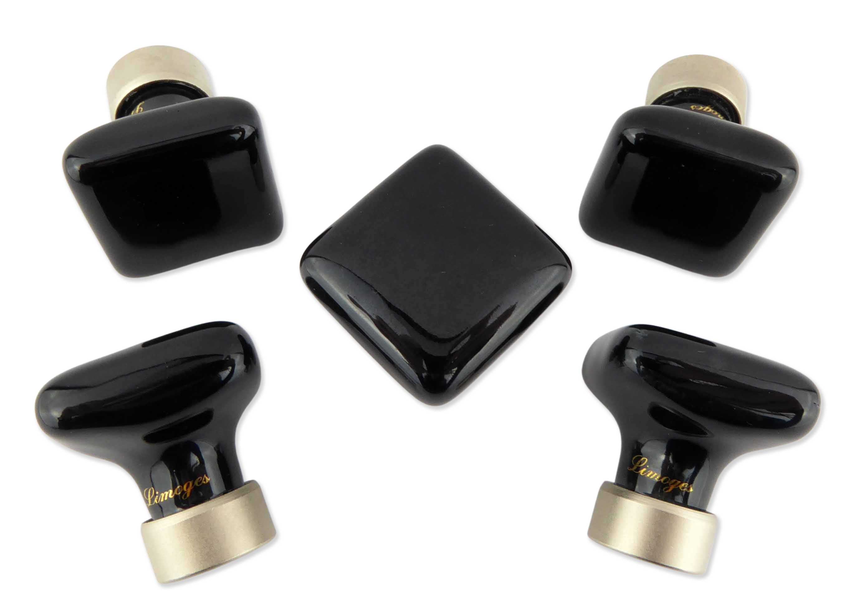 Potpourri Porzellanknopf viereckig schwarz Nickel satiniert Set 5-teilig