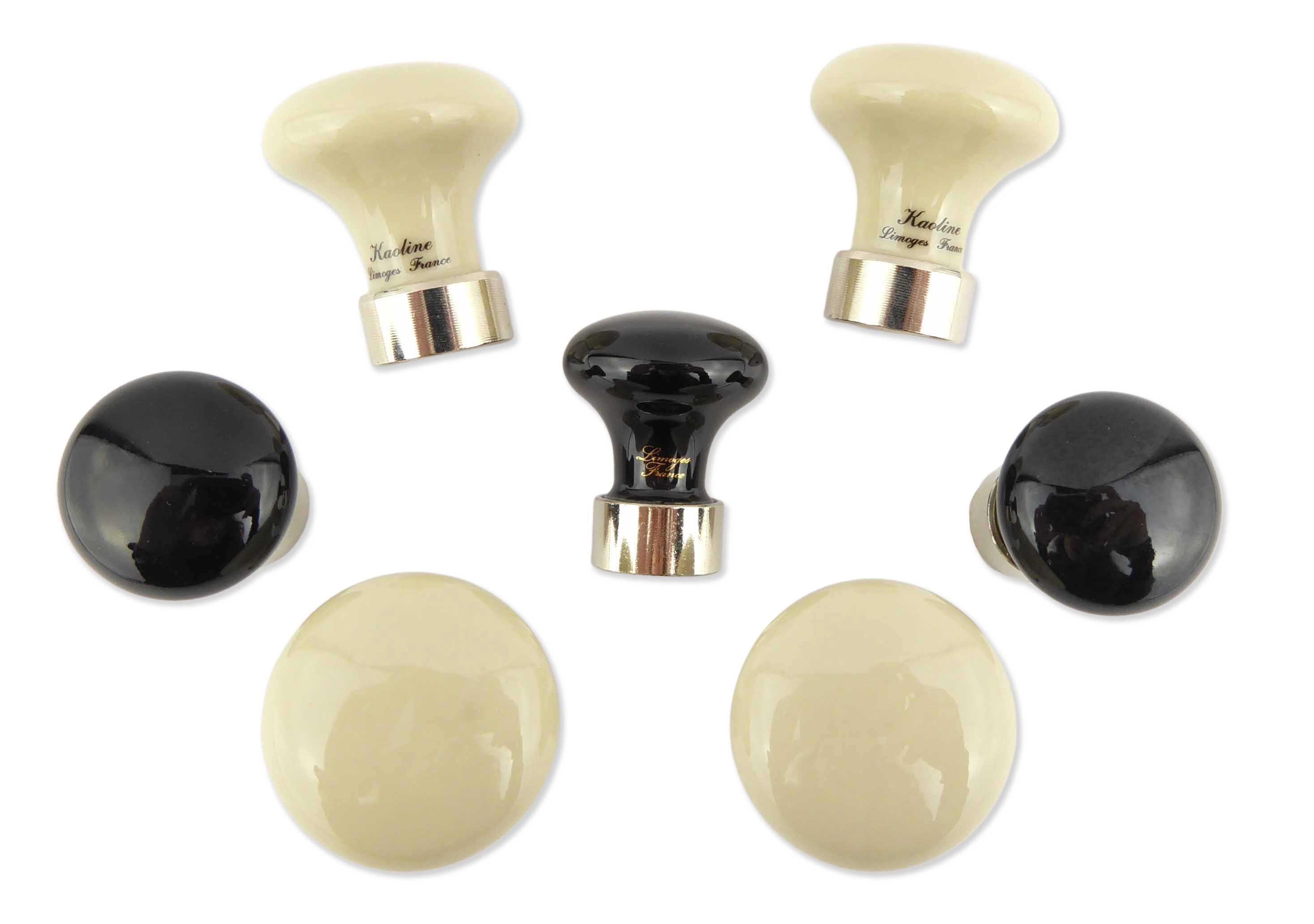 Potpourri Porzellanknopf Elfenbein/Schwarz Set 7-teilig