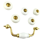 Potpourri Hängegriff und Knopf Golden/Weiß Set 6teilig