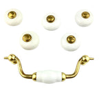 Potpourri Hängegriff und Knopf Golden/Weiß Set 6teilig