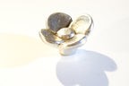 Keramikknopf Ø 75mm Blüte silber groß