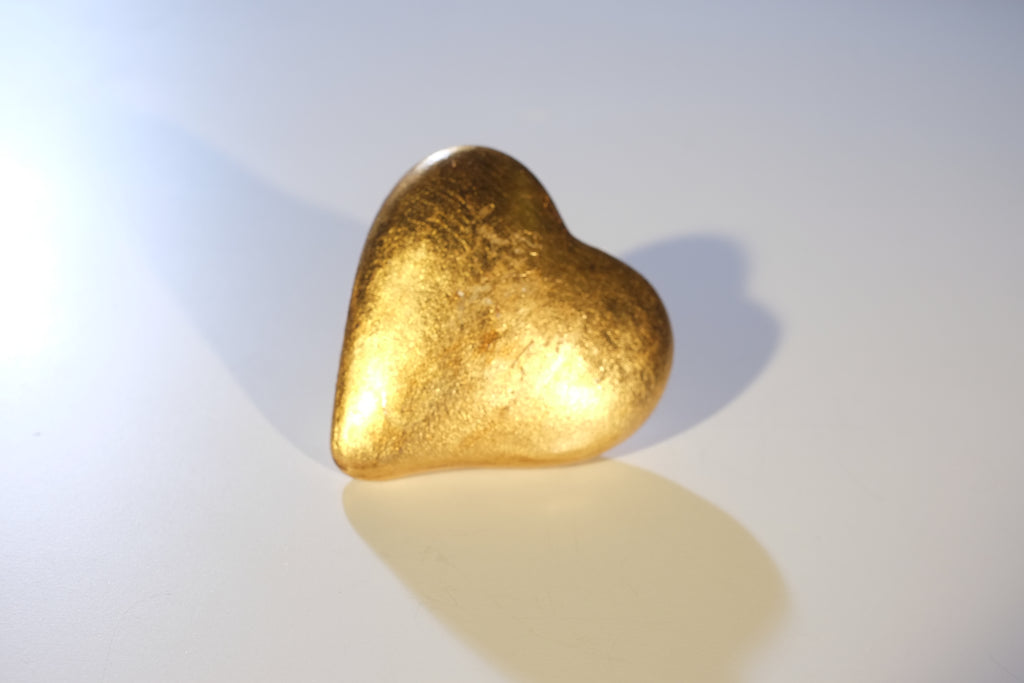 Keramikknopf Ø 75mm Herz Blattgold groß