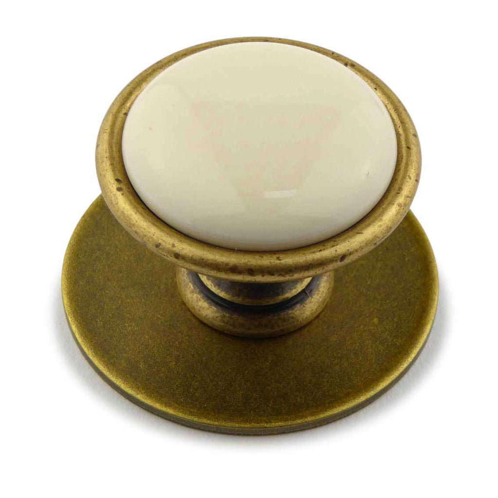 Landhausstil Ø 34mm Porzellanknopf cremefarben mit Rand Florence