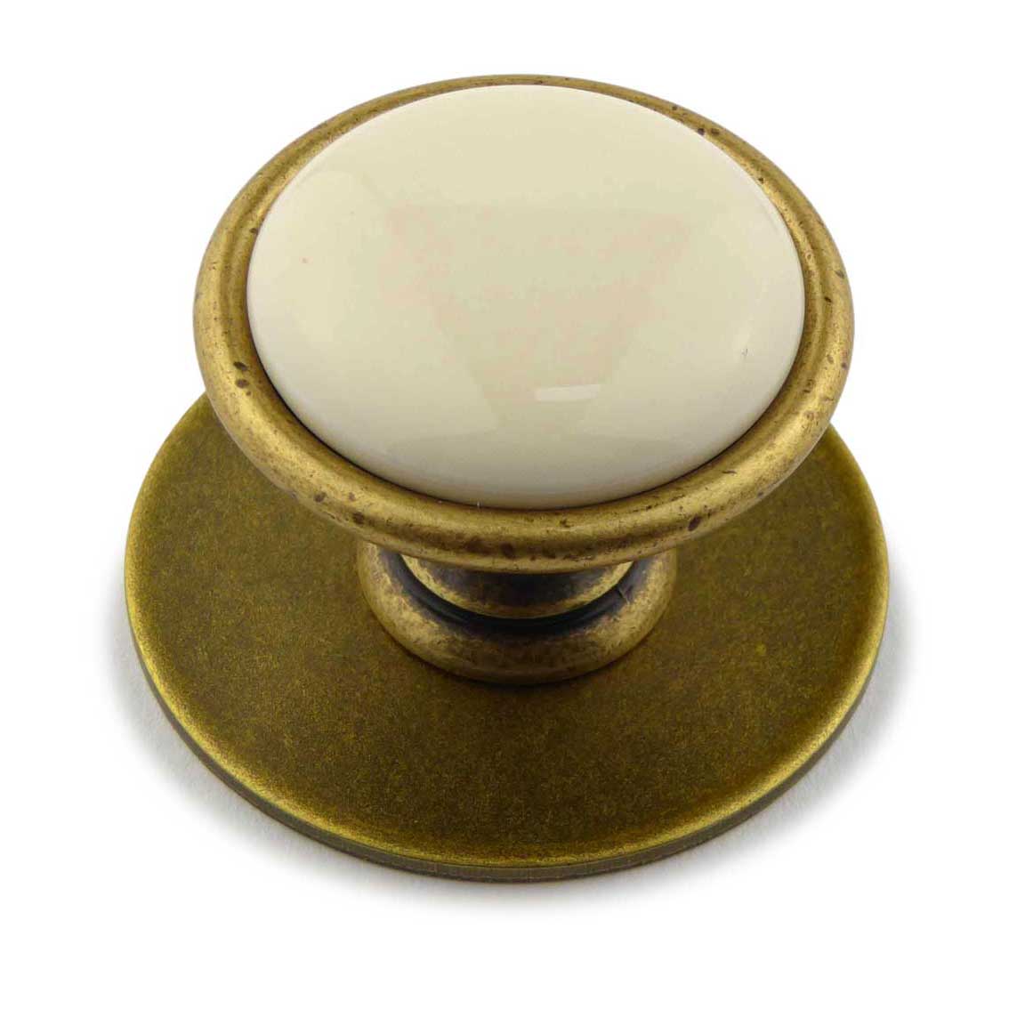 Landhausstil Ø 34mm Porzellanknopf cremefarben mit Rand Florence