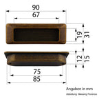 Schalengriff 76mm Messing silbergrau satiniert