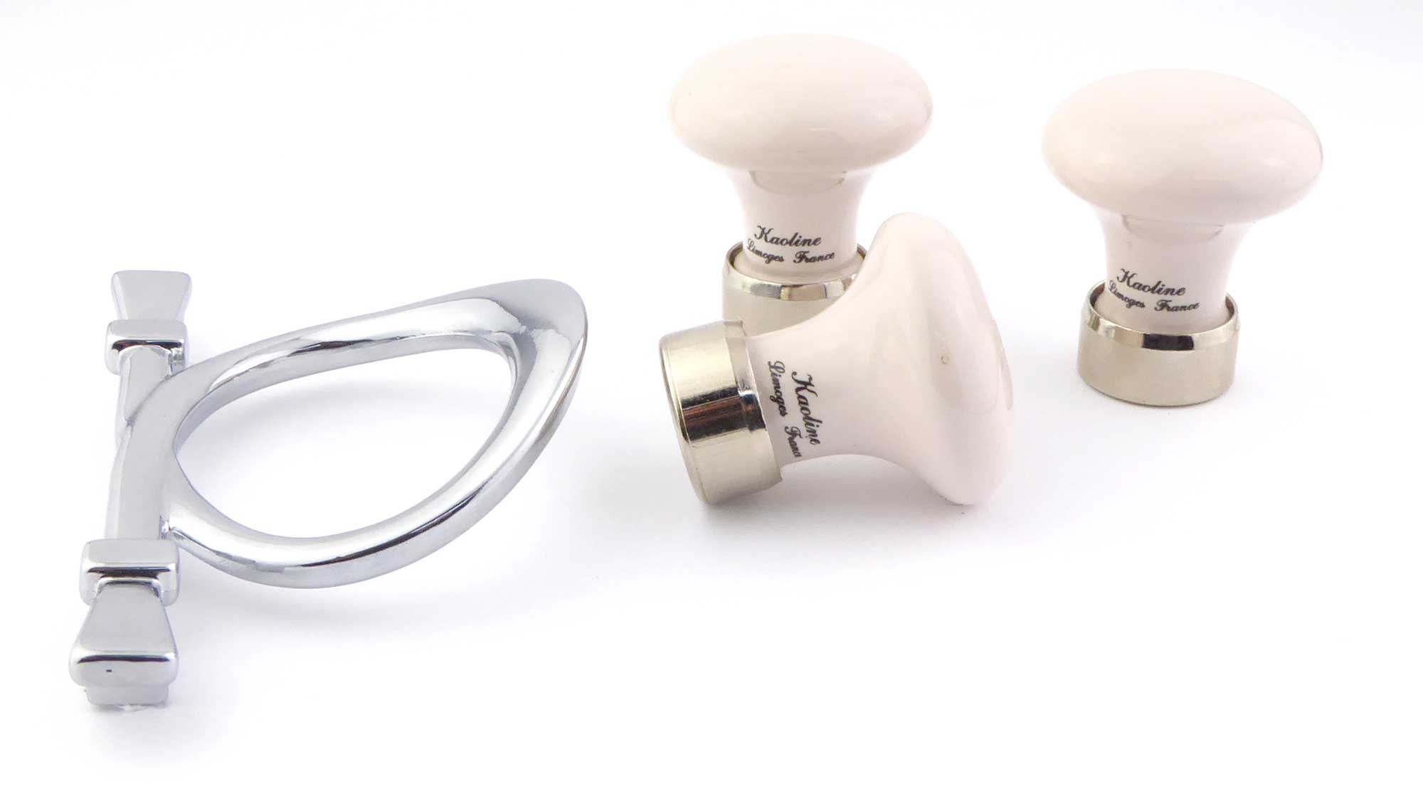 Potpourri Griff/Porzellanknopf Elfenbein/rose Set 4-teilig