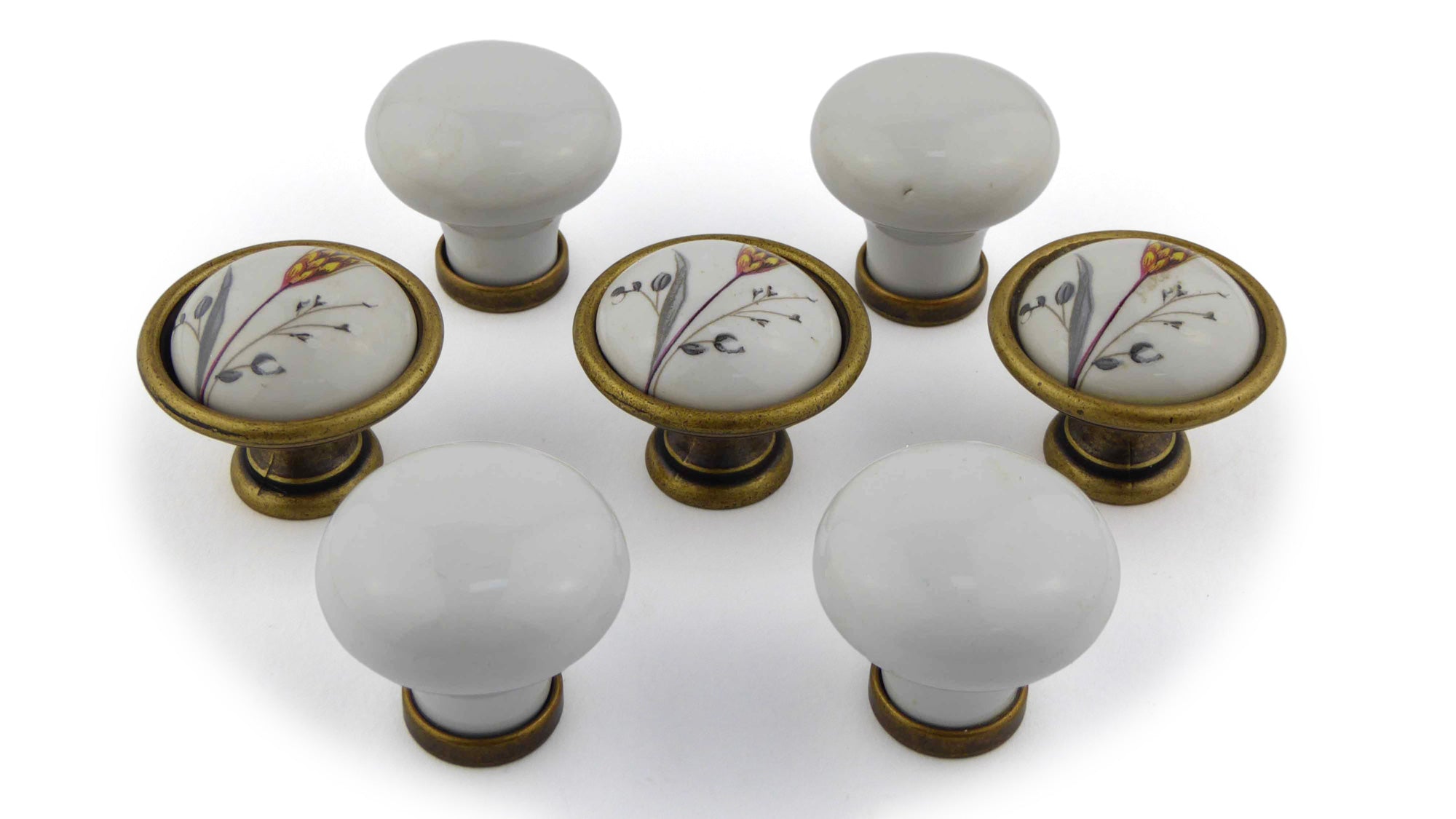 Potpourri Porzellanknöpfe Ähre /weiß Ø 30 mm 7-teilig