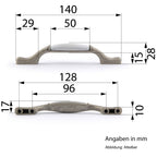 Landhaus Möbelgriffe PERUGIA mit Porzellan-Inlay weiß altsilbern