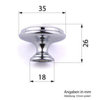Porzellanknopf Ø 35mm FORTE groß creme Messing poliert