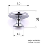 Porzellanknopf Ø 30mm FORTE klein weiß Messing poliert