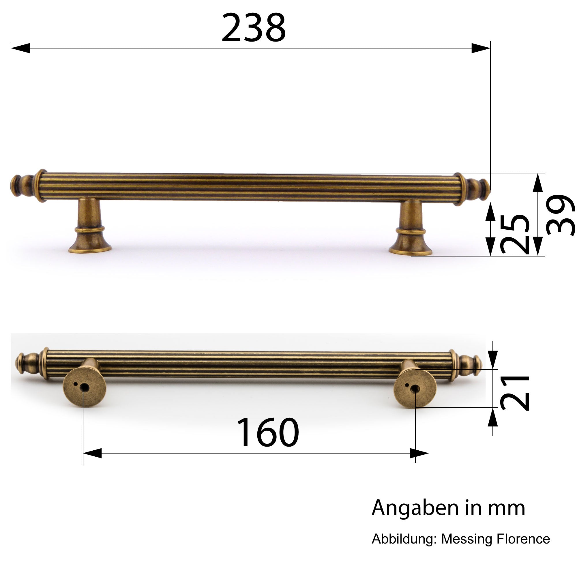 Relinggriff Royal Vintage 160mm goldfarben satiniert