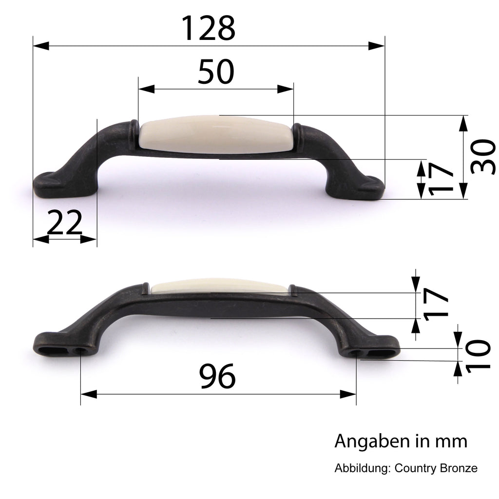 Vintage Küchengriff Porzellan creme Country Bronze