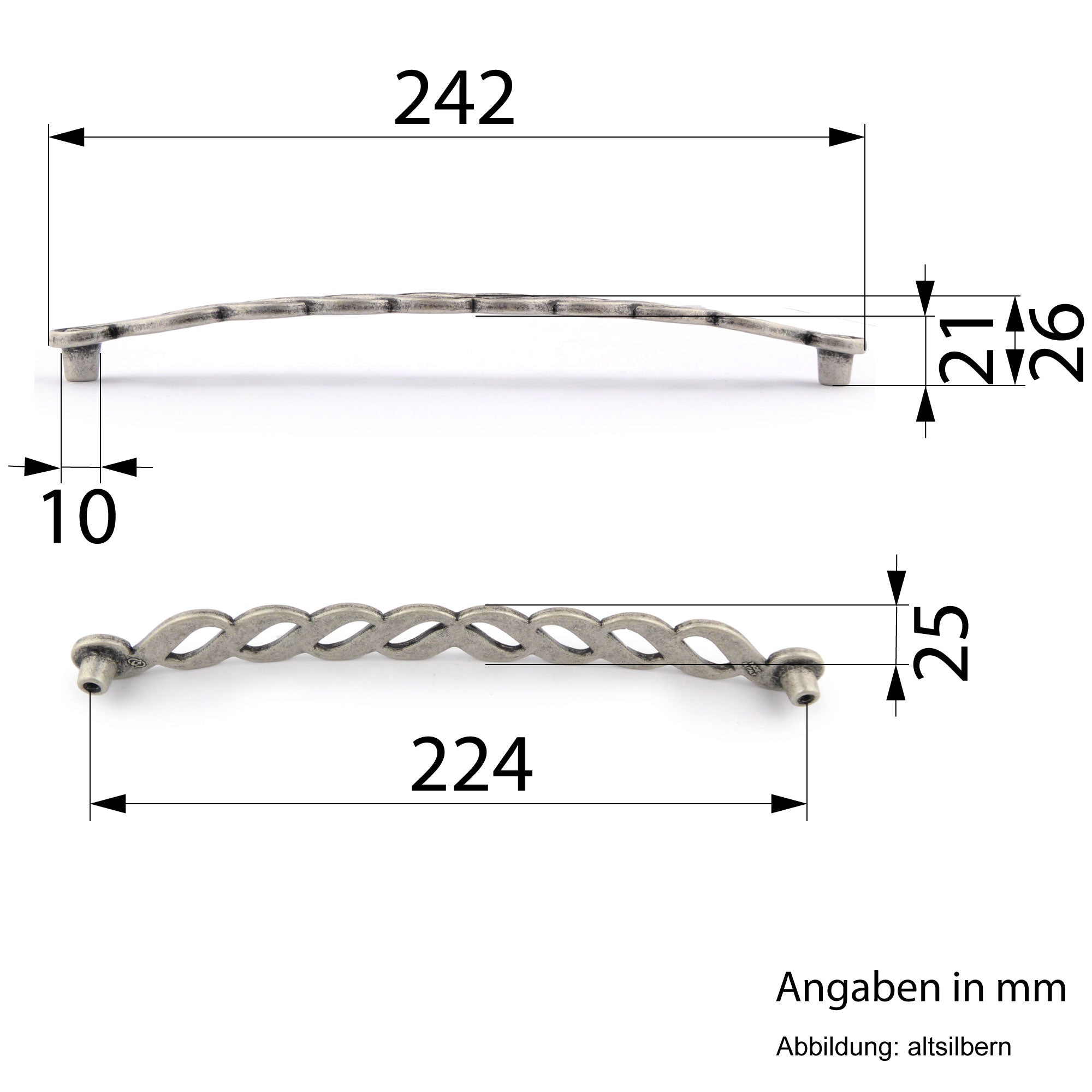 Möbelgriffe Bolero altsilbern groß