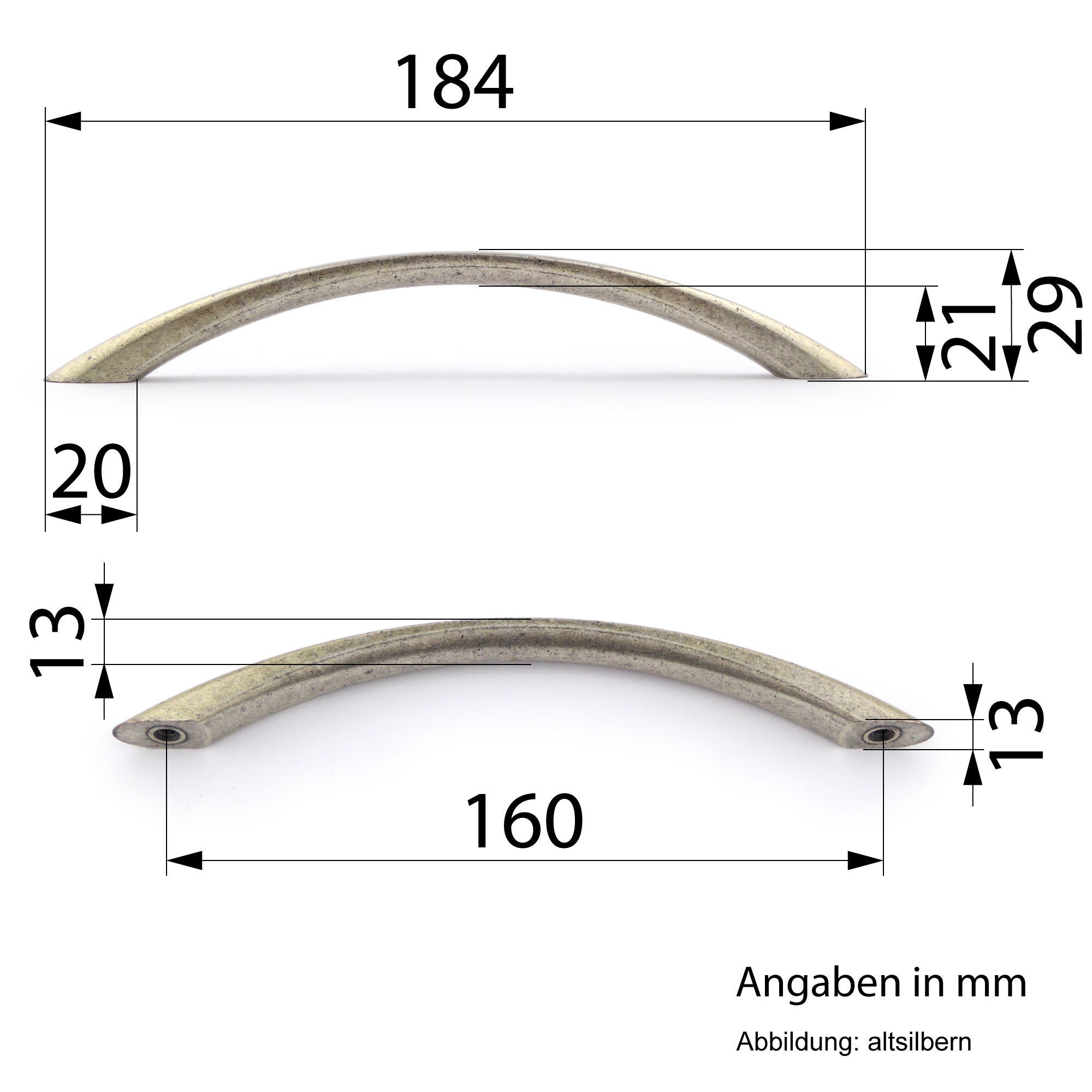 Möbelgriffe CREMONA 184mm altsilbern
